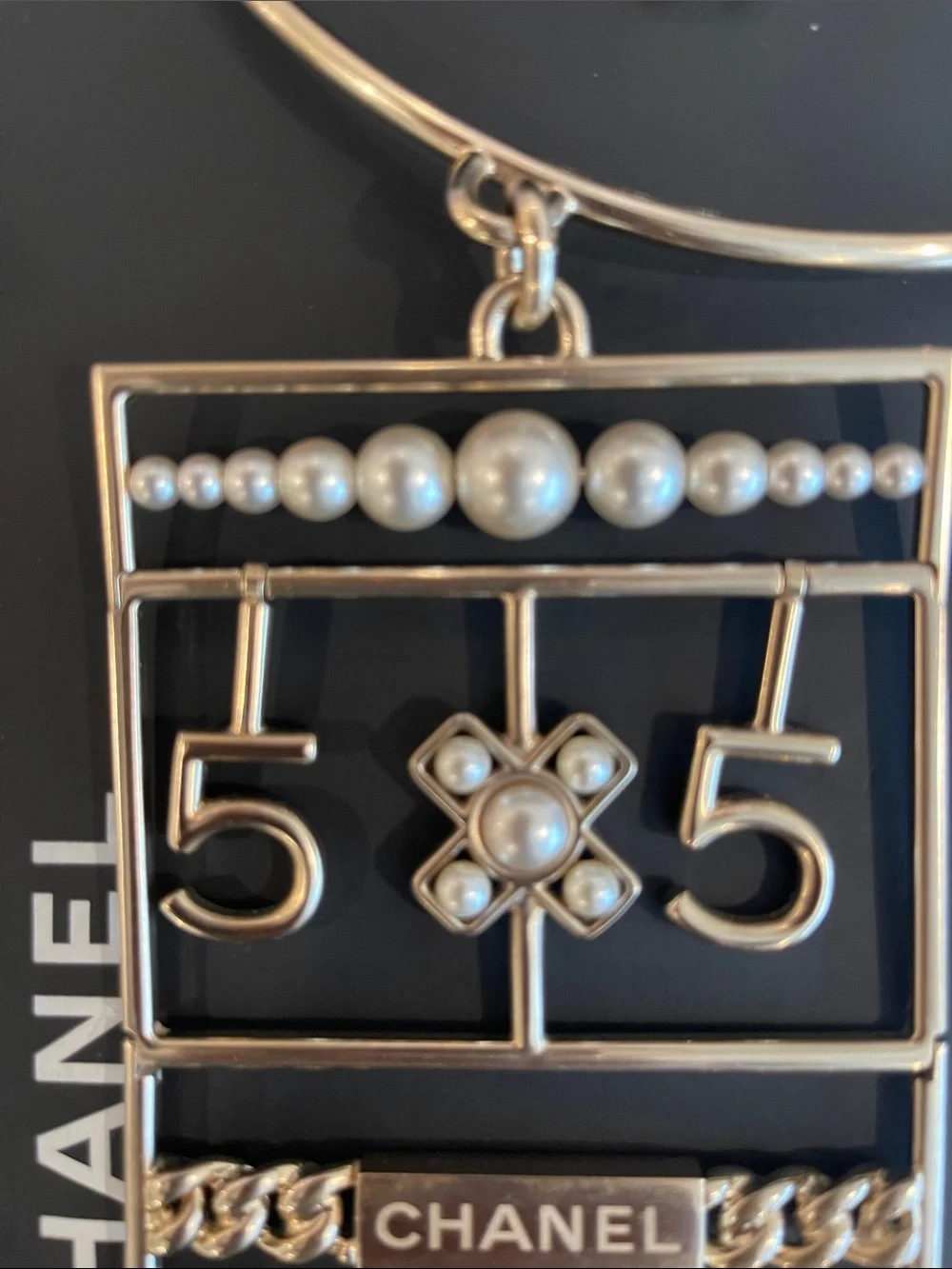 CHANEL Gold-Tone Statement Massive Pendant Necklace with Pearl Accents